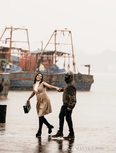 Aleena Gilbert and Althaf P Rasheed on a rainy harbour shoot